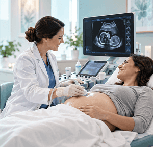 Maternity team supporting labor and vaginal delivery care